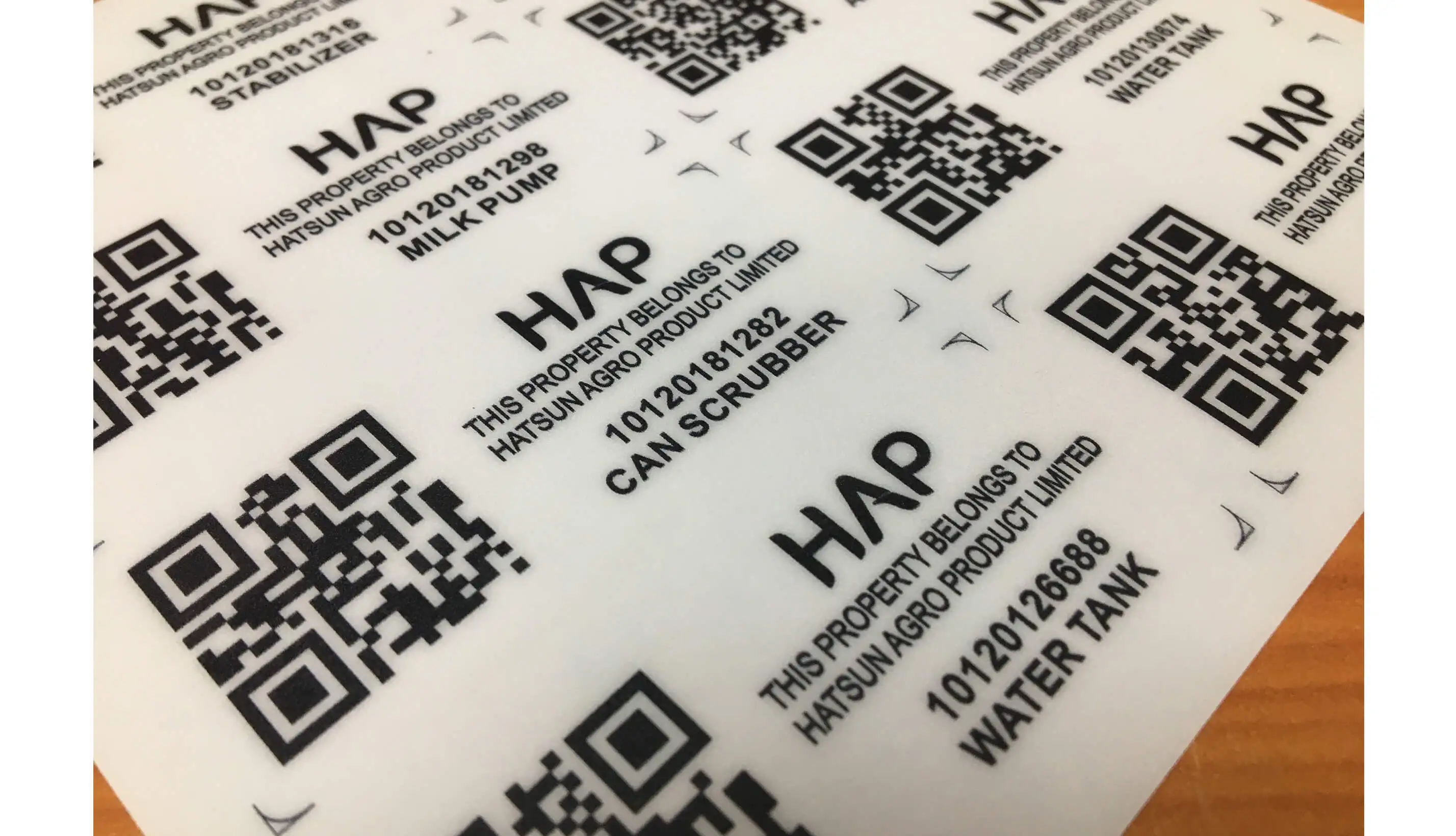 ASSET STICKERS POLYCARBONATE 6